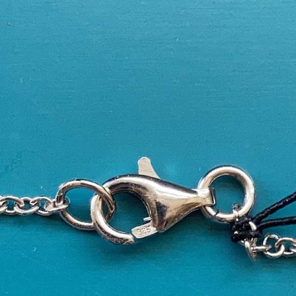 Silver Necklace White and Black Diamond Accent - Picture 9 of 9